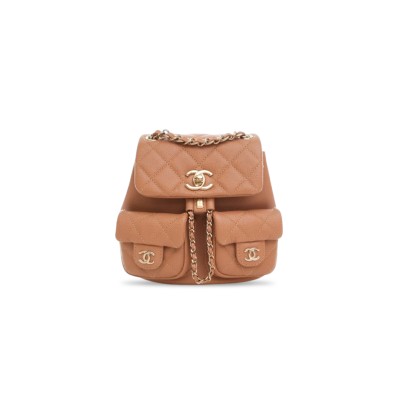 CHANEL MASTER DUMA BACKPACK SMALL BEIGE CAVIAR AS3787 (17.5*16.5*10cm)